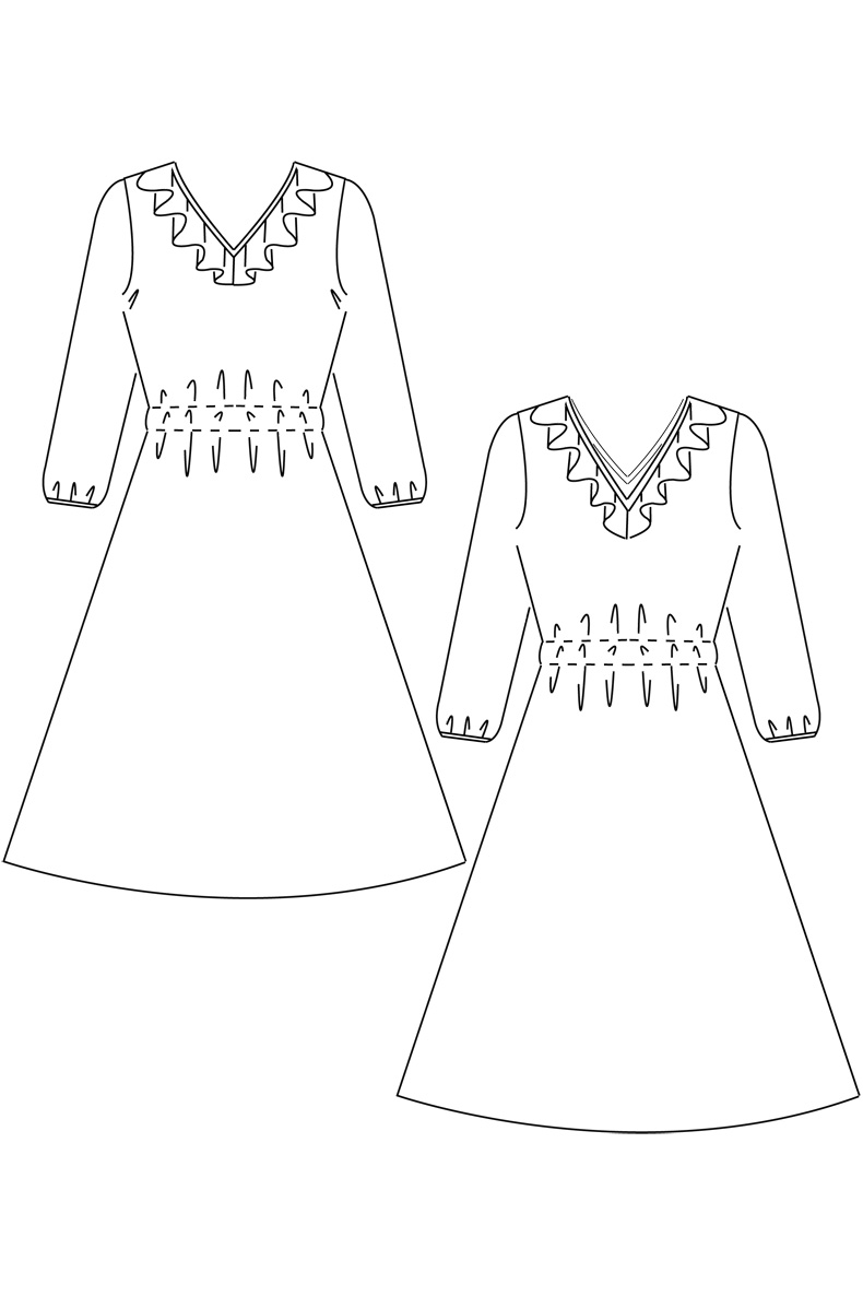 Drawing of a ruffled dress