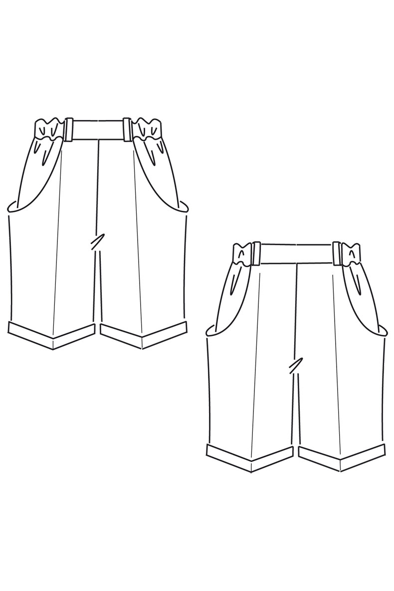 "Drawing of a pattern for shorts" kann als "Zeichnung eines Schnittmusters für kurze Hosen" übersetzt werden.