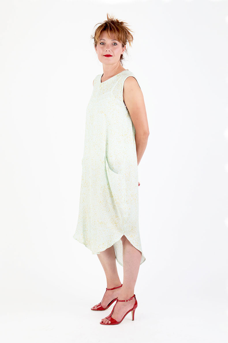 Sewing Pattern Cocoon Dress Trine - made with sheer and beautiful viscose crepe by Lotte Martens