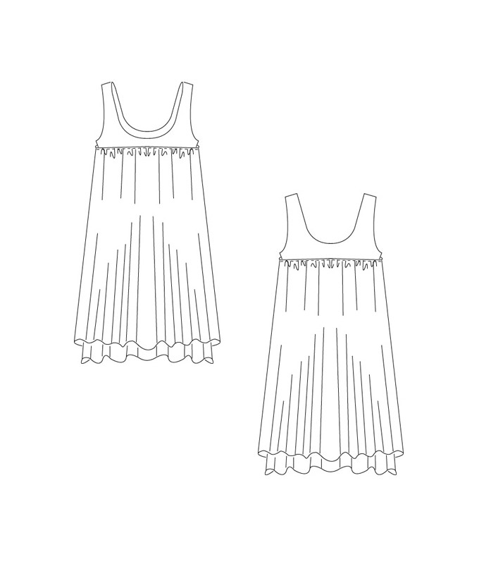 Schnittmuster Kleid Lelia ist ein luftiges Sommerkleid mit Raffung im Vorder- und Rückenteil