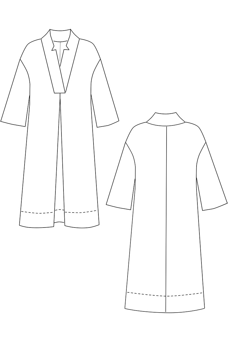 Skizze eines Schnittmusters für ein Kleid